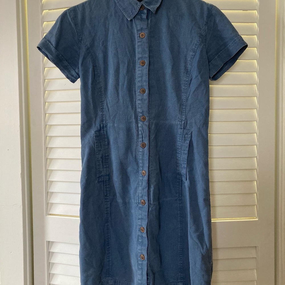 Vintage Patagonia Blue Button-Up Midi Dress